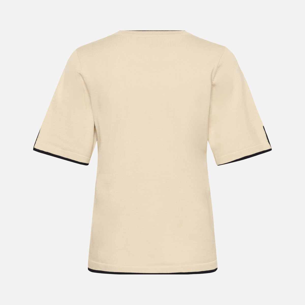 Saint Tropez Mila Contrast Stripe Short Sleeve Pullover in Birch & Nightsky
