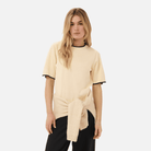 Saint Tropez Mila Contrast Stripe Short Sleeve Pullover in Birch & Nightsky