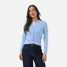 Saint Tropez Mila Round Neck Cardigan in Serenity Blue - front view