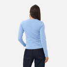 Saint Tropez Mila Round Neck Cardigan in Serenity Blue - back view