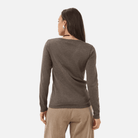 Saint Tropez Mila V Neck Sweater in Mink Melange - back view