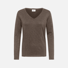 Saint Tropez Mila V Neck Sweater in Mink Melange - product front