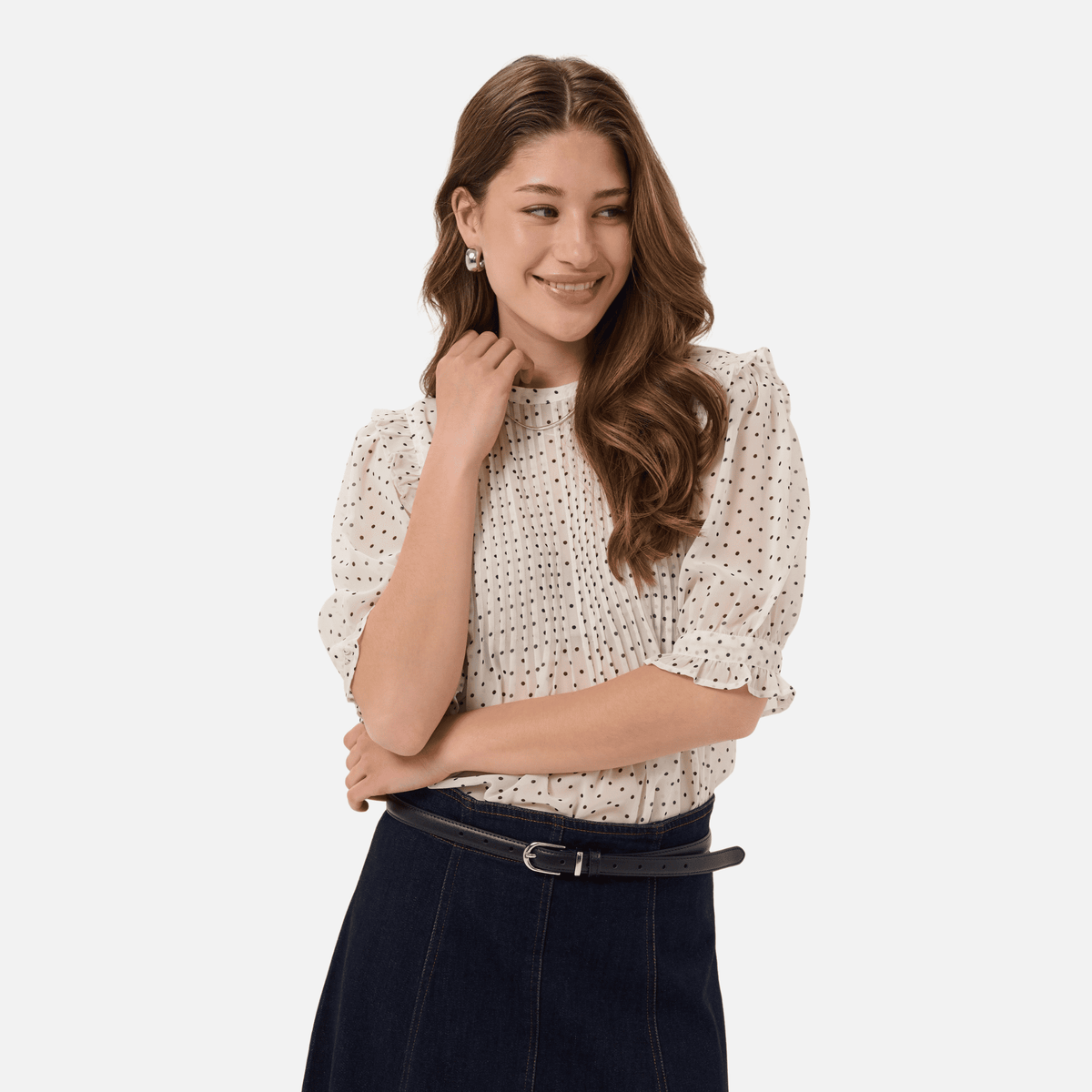 Saint Tropez Sabatina Blouse in Turtledove Black