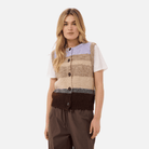 Saint Tropez Seraphina Knitted Vest in Chocolate Lilac Stripe