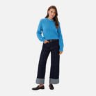 Saint Tropez Tabbatha Pullover in Lichen Blue Melange - full-length front view
