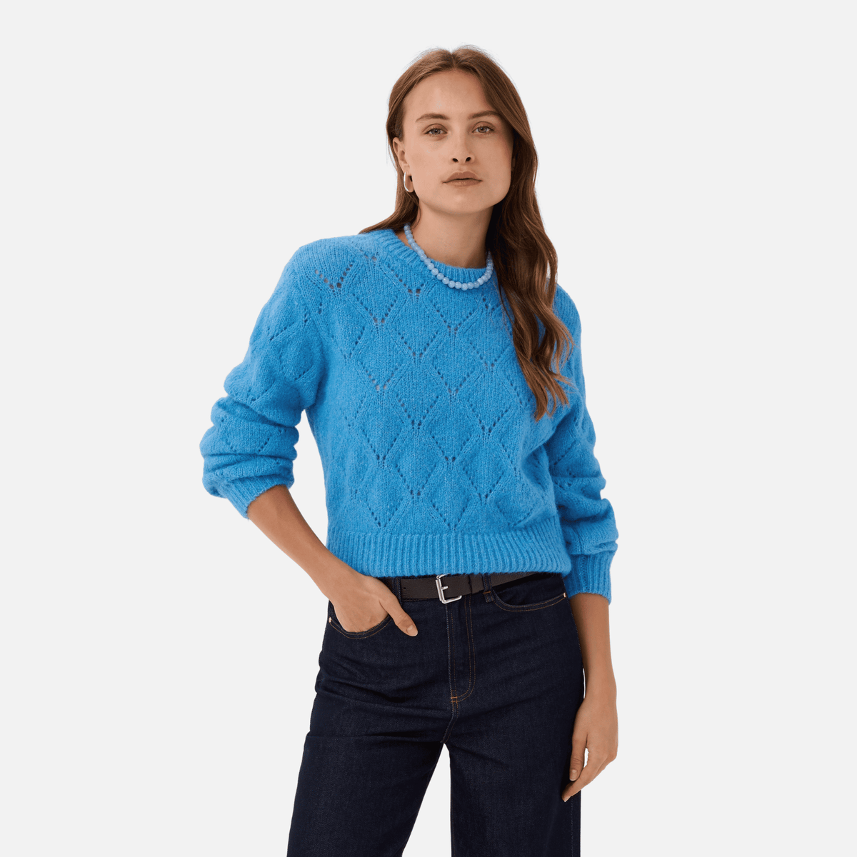 Saint Tropez Tabbatha Pullover in Lichen Blue Melange - front view