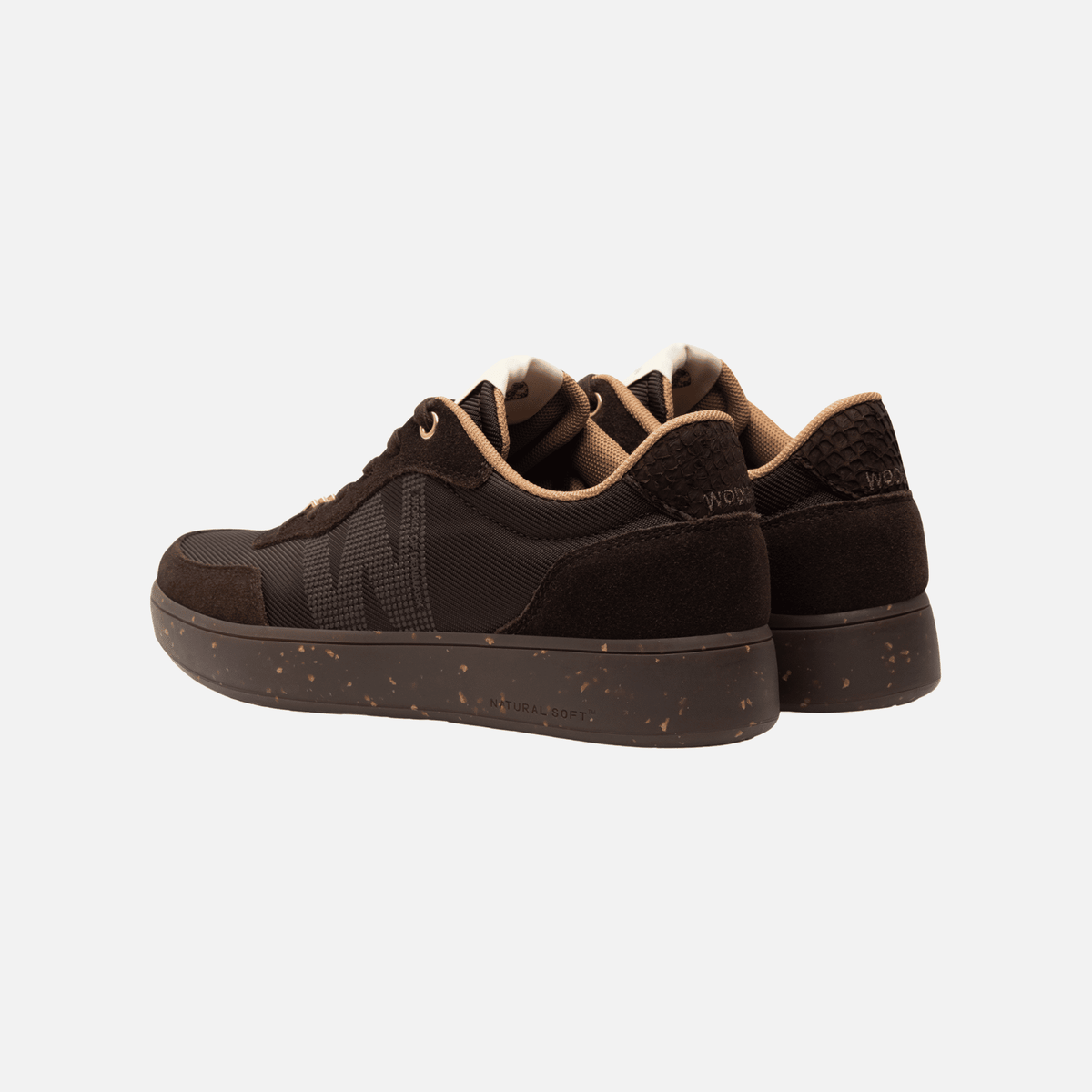 Woden Line Trainer Chocolate rear three-quarter view