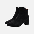 Woden saga block black suede – pair front angle