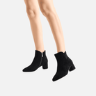 Woden saga block black suede – styled on model
